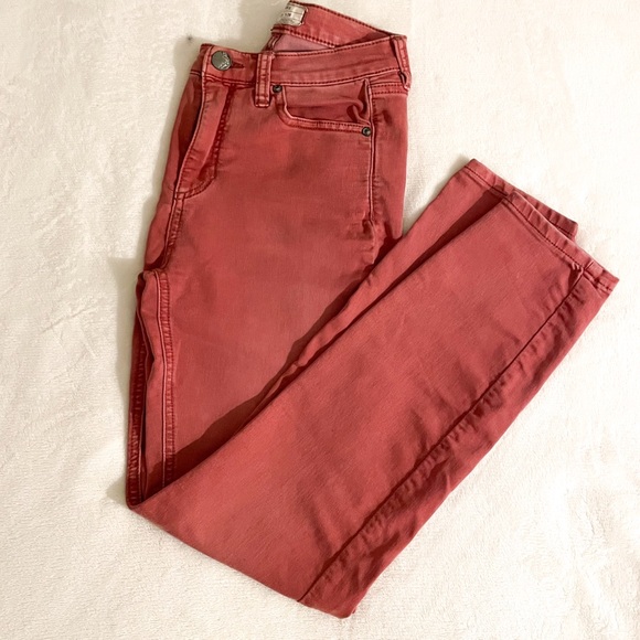 Free People high rise skinny ankle jeans size coral 26 - Picture 3 of 10